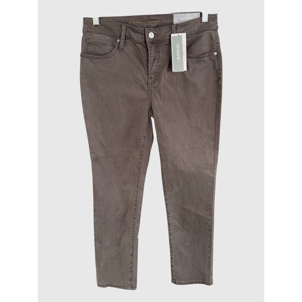 Chico’s So Slimming Girlfriend Slim Leg Ankle Jeans Taupe US 4P